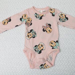H&M Minnie Mouse pink long sleeve onesie
